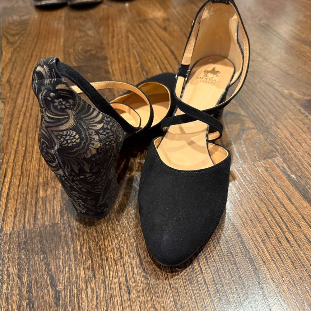 Embassy London Dannii Black & Gold Feather Heels US Size 10 - Picture 3 of 7